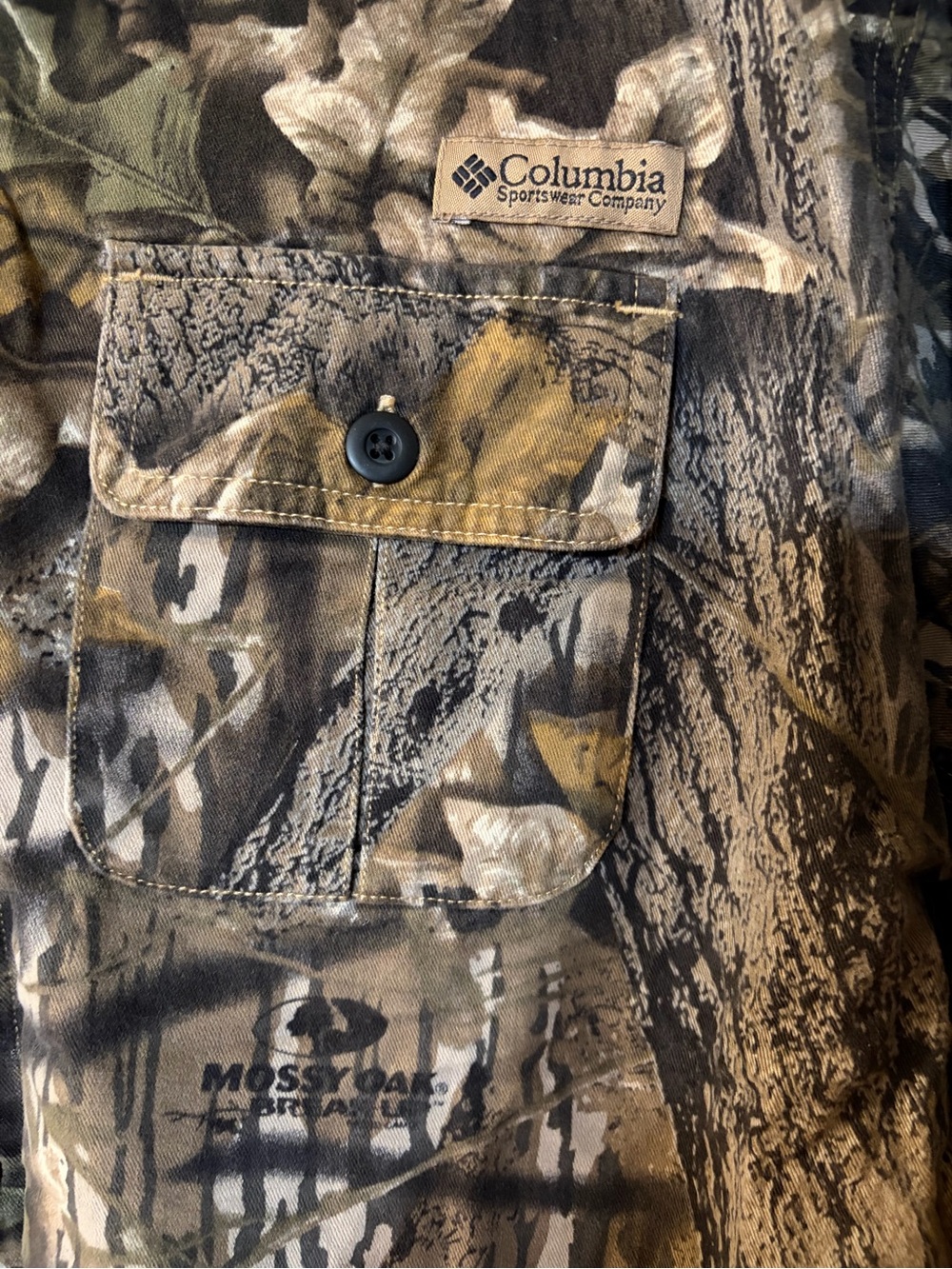 Columbia Button Down Shirt Mens Medium Camo Mossy Oak Break-Up Hunting - Picture 5 of 9
